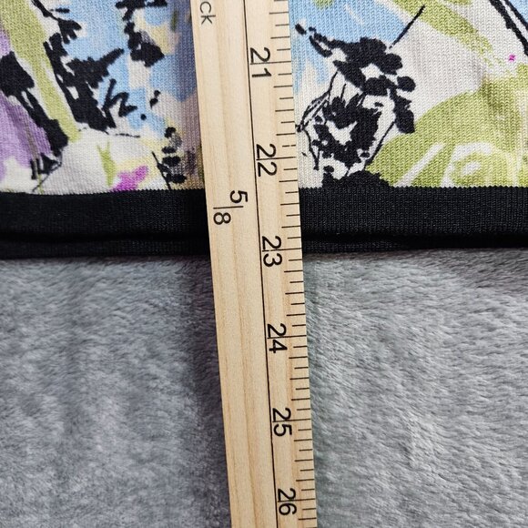 Neiman Marcus Cardigan Womens Large Purple Watercolor Floral Silk Blend Preppy - Picture 6 of 6